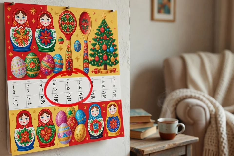 Calendrier mural avec une date marquée