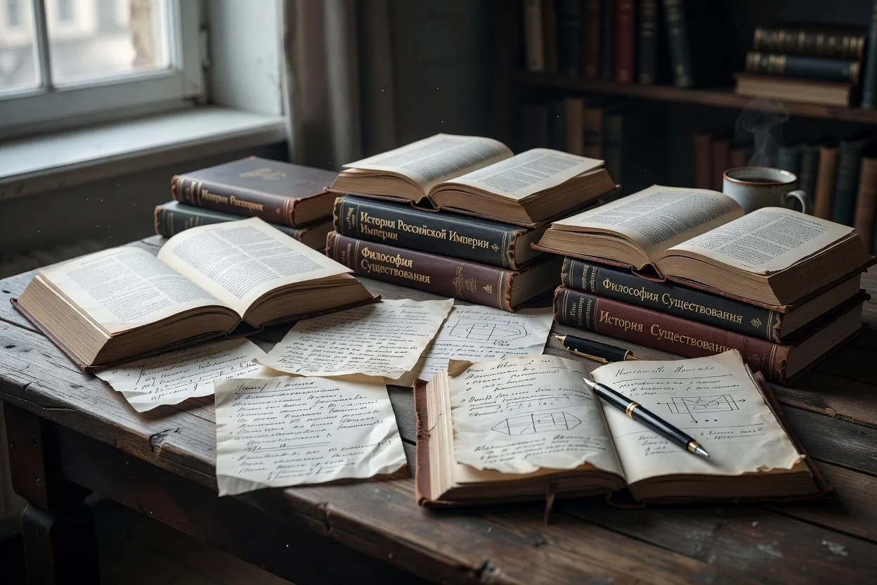 Étudiant choisissant un livre russe adapté à son niveau dans une bibliothèque