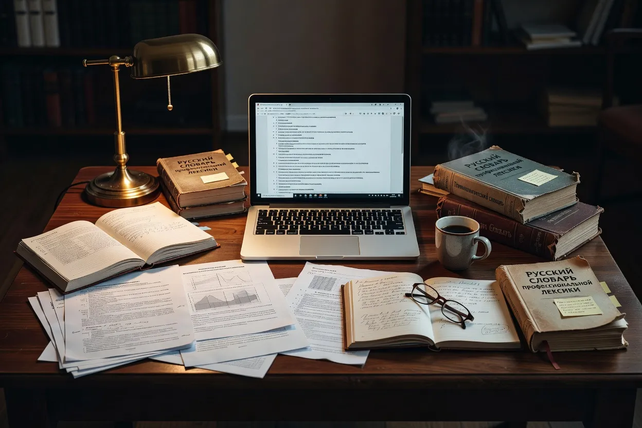 Entretien d'embauche en russe avec échange de documents professionnels
