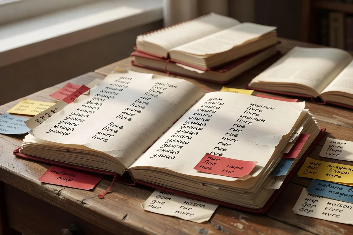 Cahier de vocabulaire russe fait main avec fiches de révision