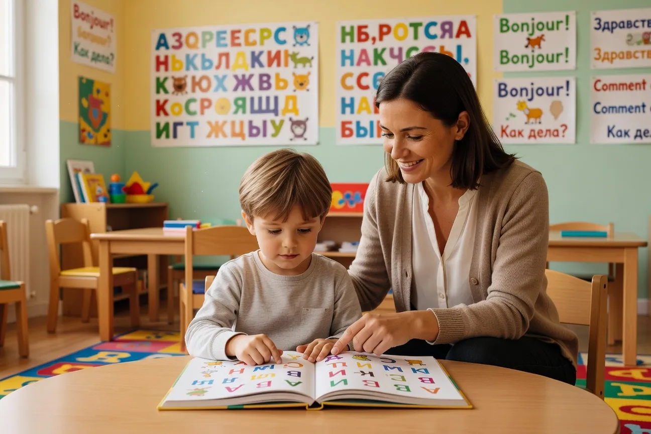 Famille franco-russe lecture du soir bilingue