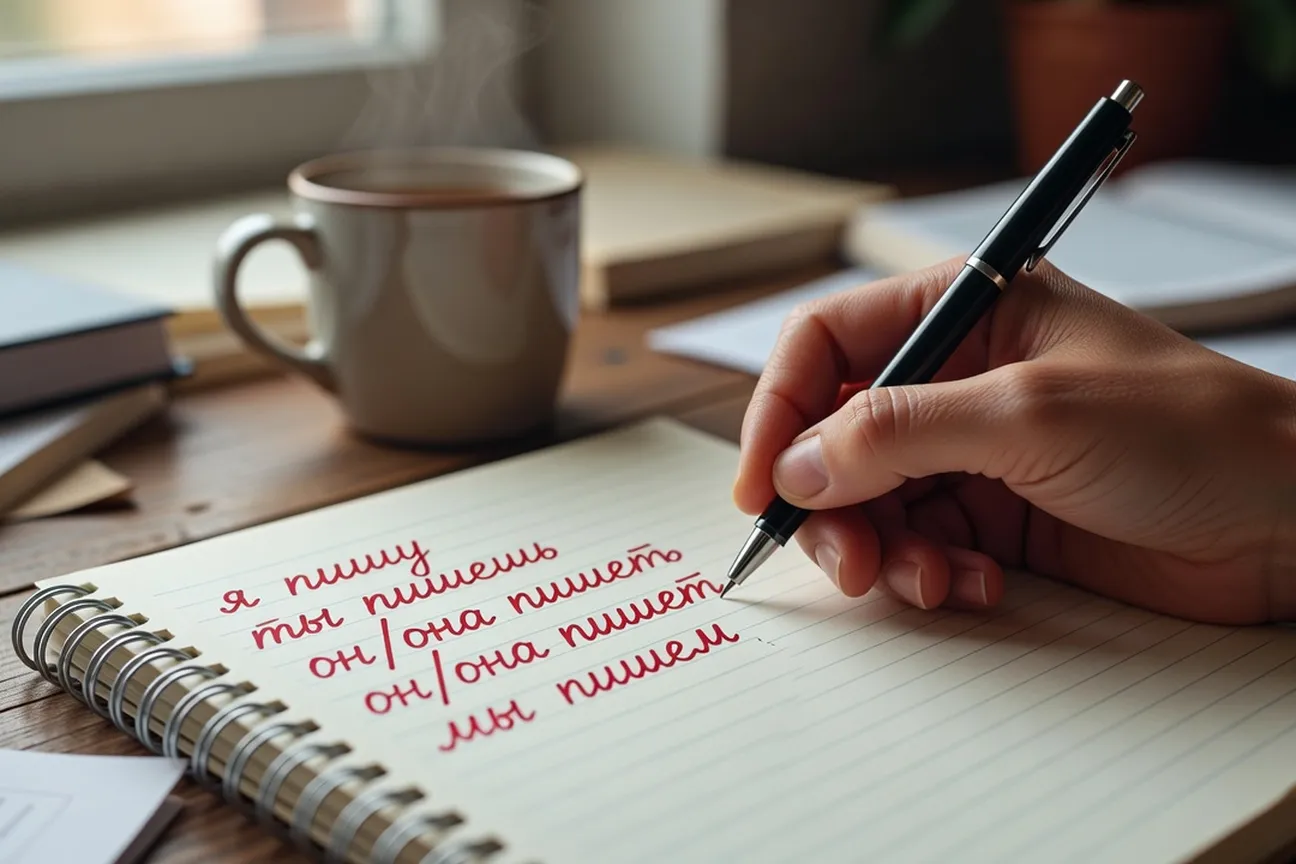 Étagère de manuels de grammaire russe avec dictionnaire verbes paires aspectuelles