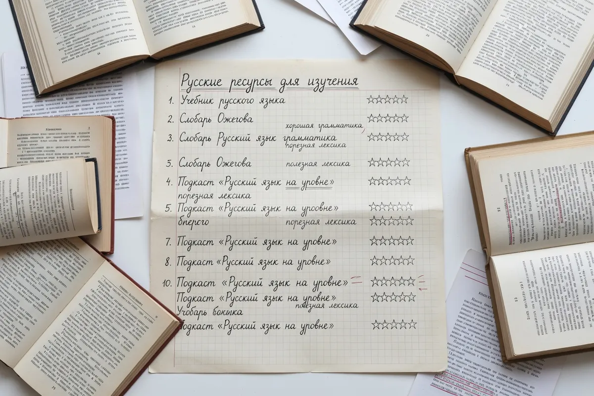 Liste annotée de ressources d’apprentissage du russe avec annotations au crayon