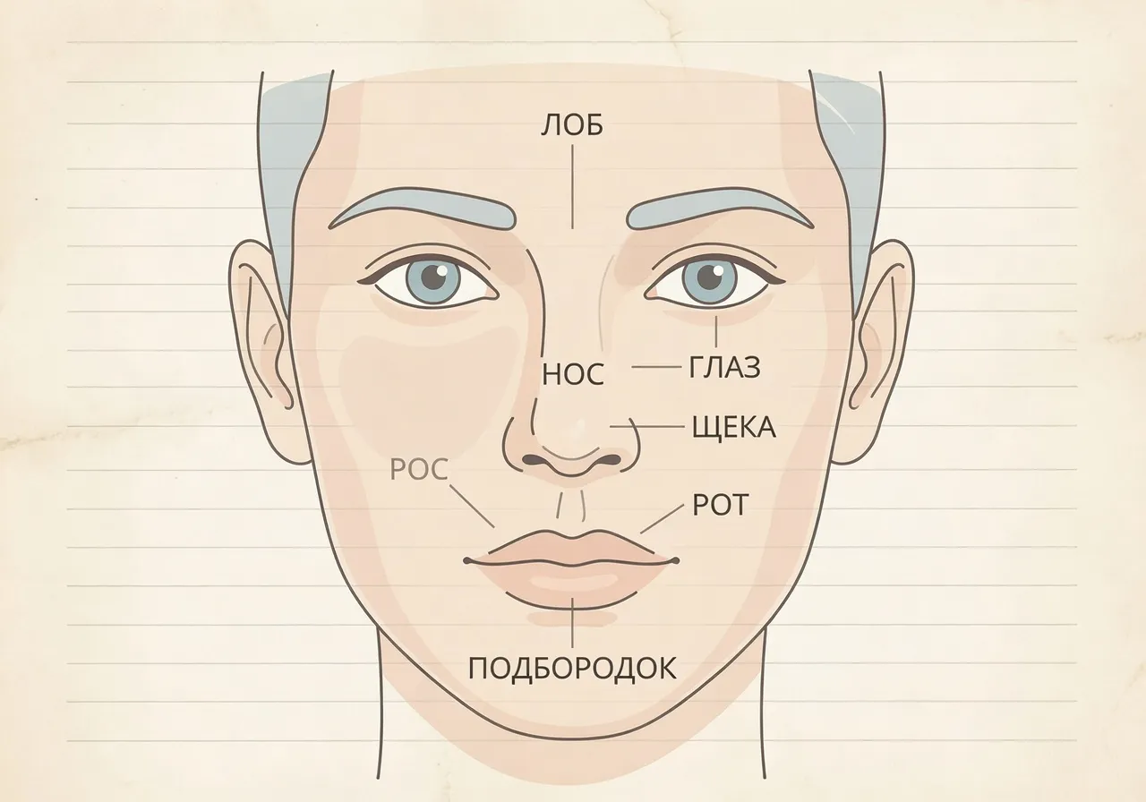 Visage russe avec labels cyrilliques
