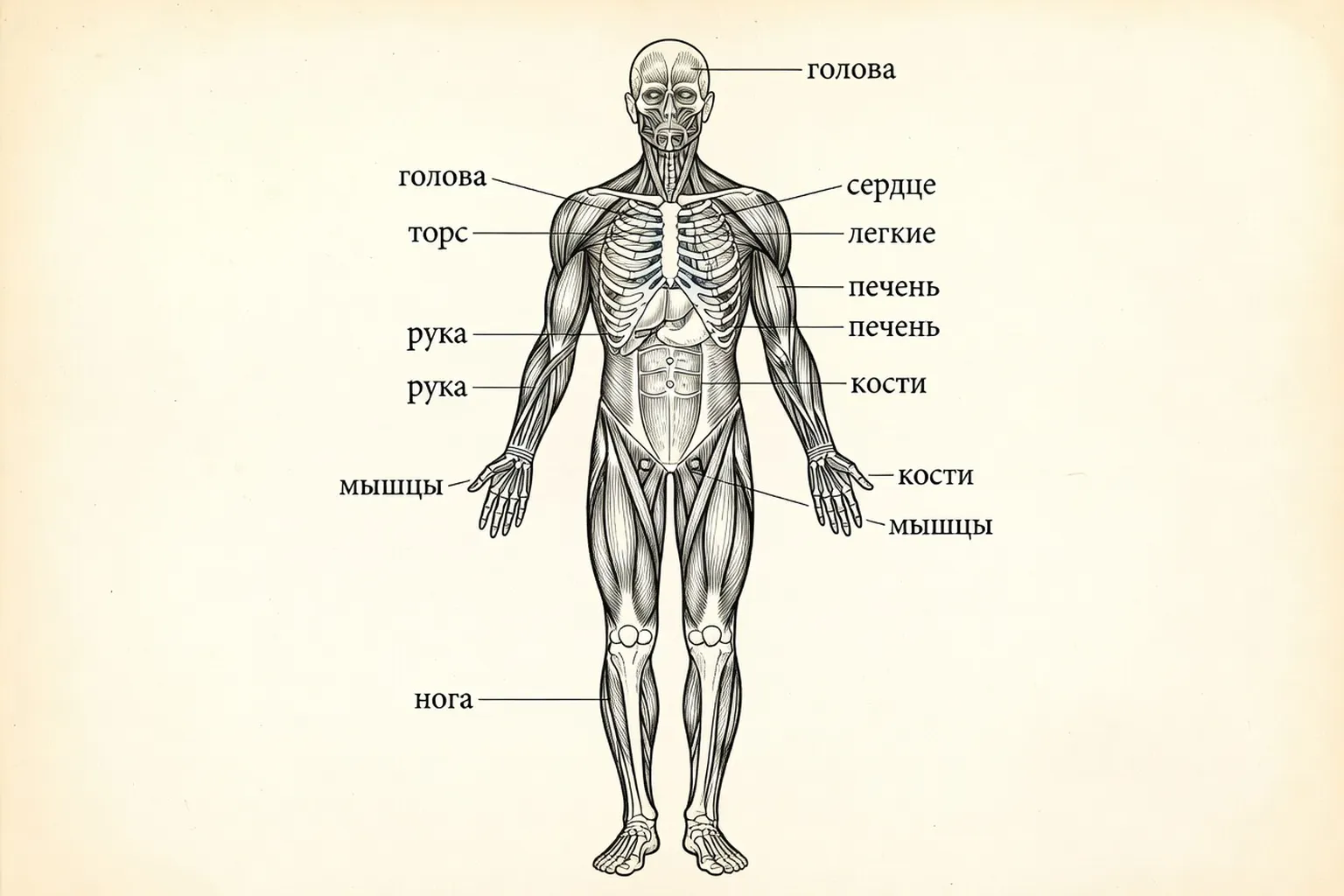 Illustration famille-corps-humain-russe