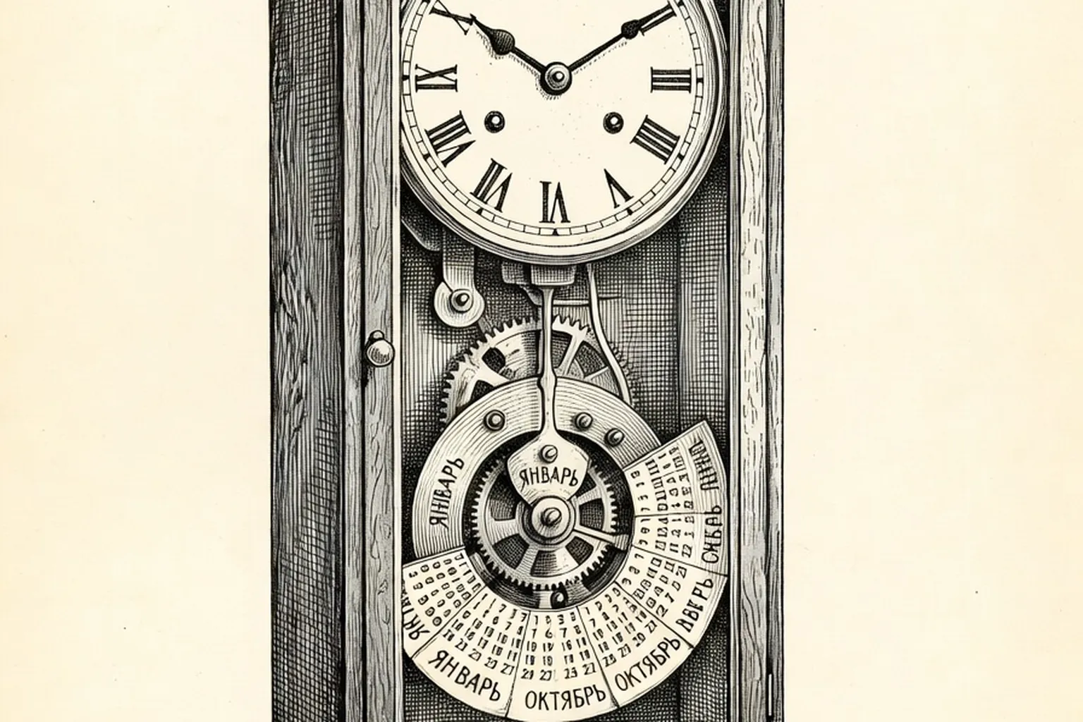 Illustration numeros-heure-date-russe