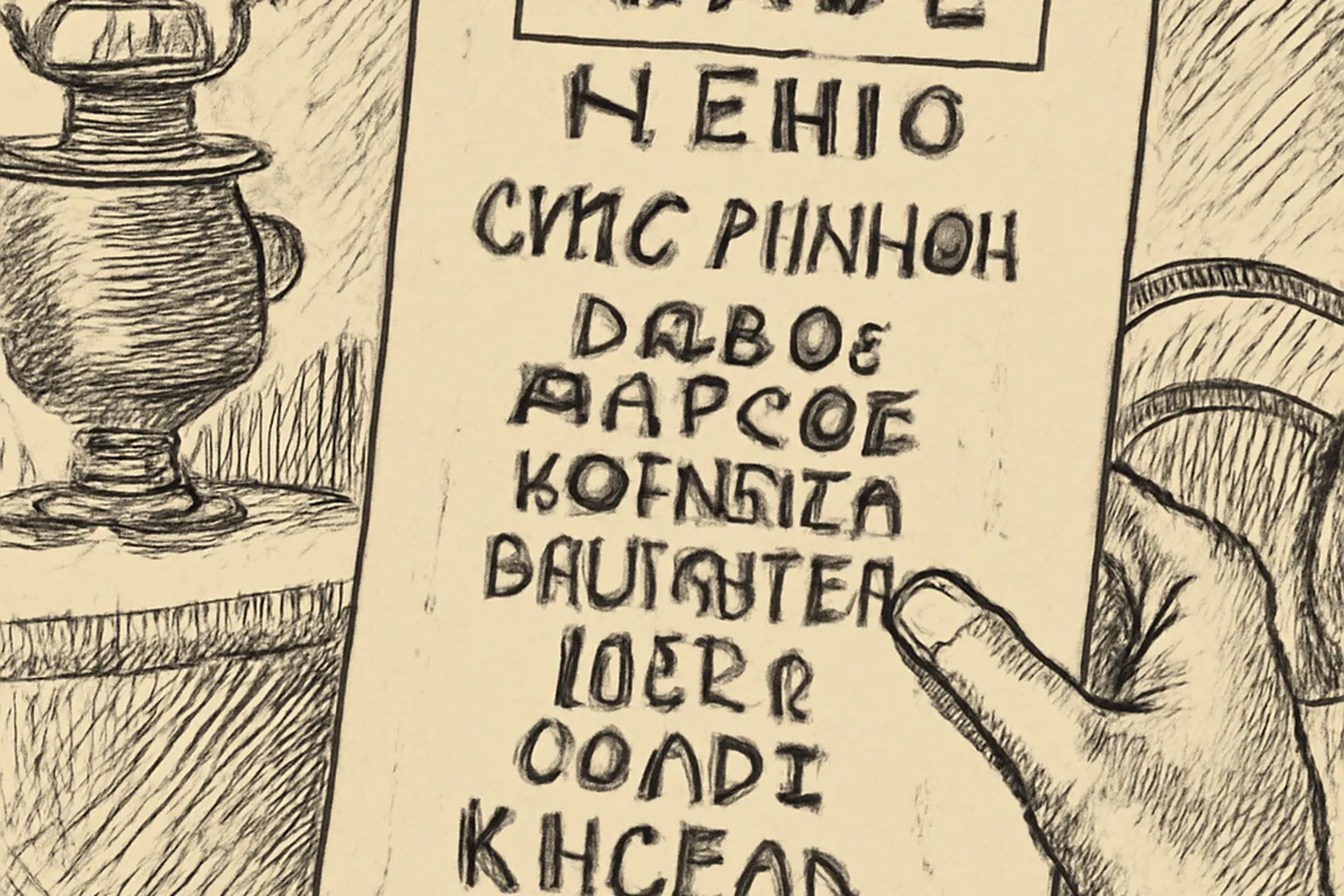 Illustration restaurant-commander-russe