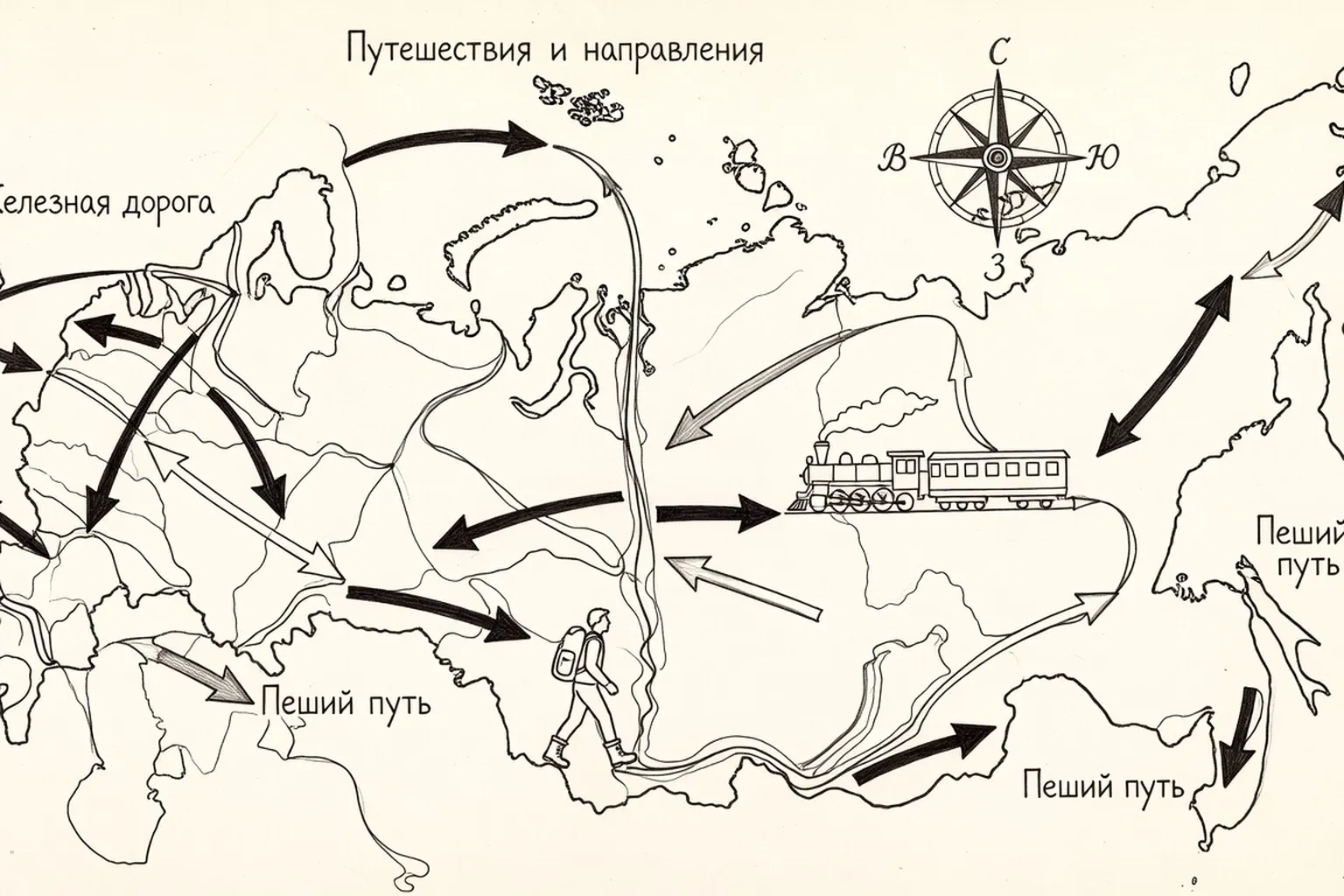 Illustration verbes-mouvement-russes